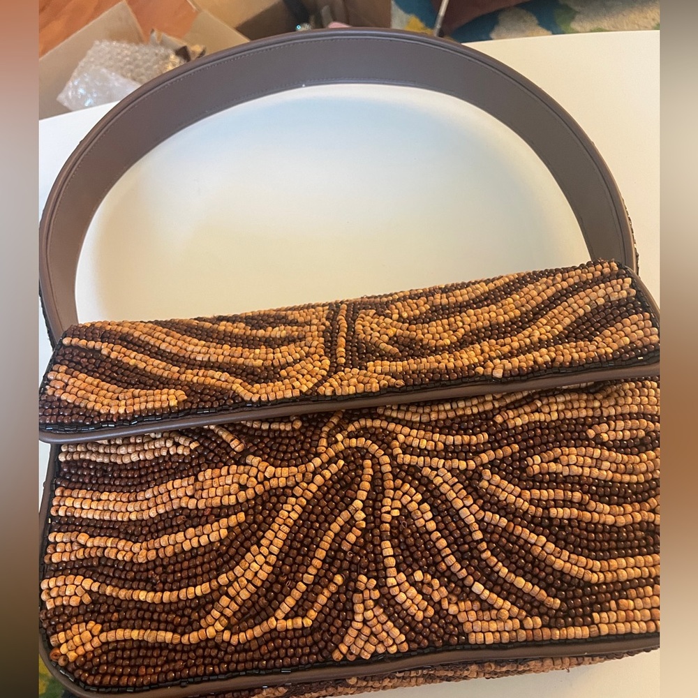 STAUD Black and Brown Beaded Shoulder Bag - Picture 5 of 13